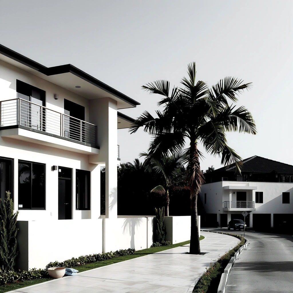 Modern residential houses and condo complex